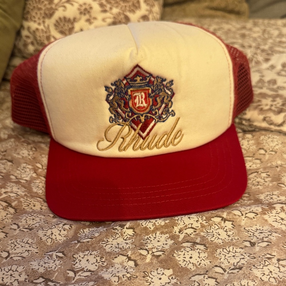 Rhude Cream and Red Trucker Hat